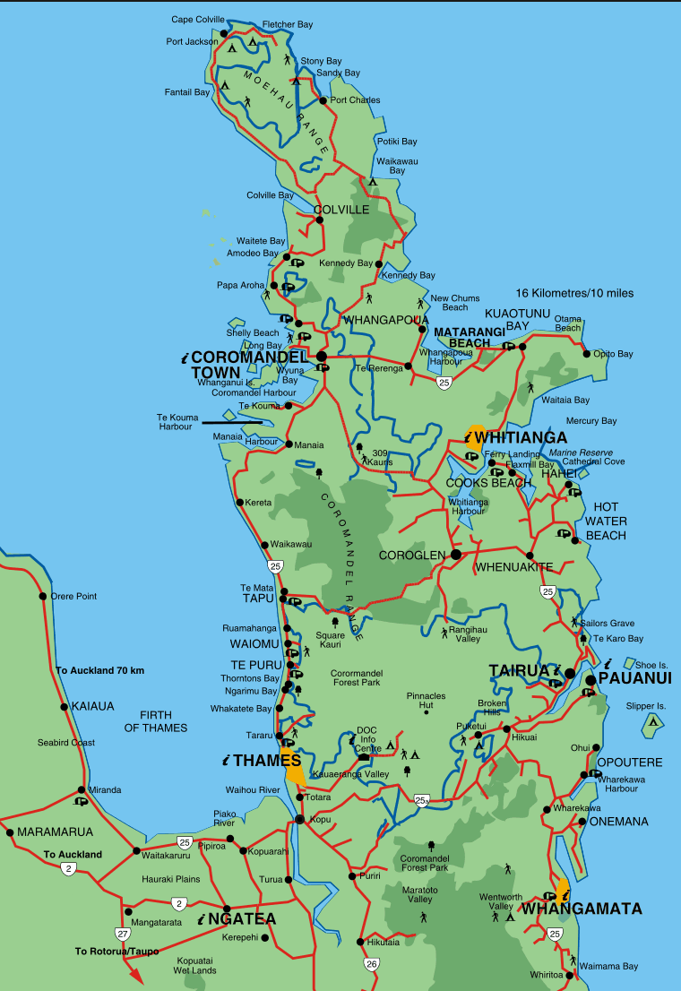 coromandel tourist map