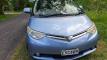 Front of the blue Toyota Estima campervan with registration EYC409
