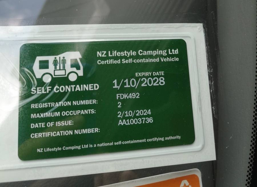 Self-contained certificate for FDK492, certified for two occupants and valid until October 2028