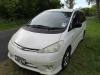 Front of the white Toyota Estima campervan with registration JDP67